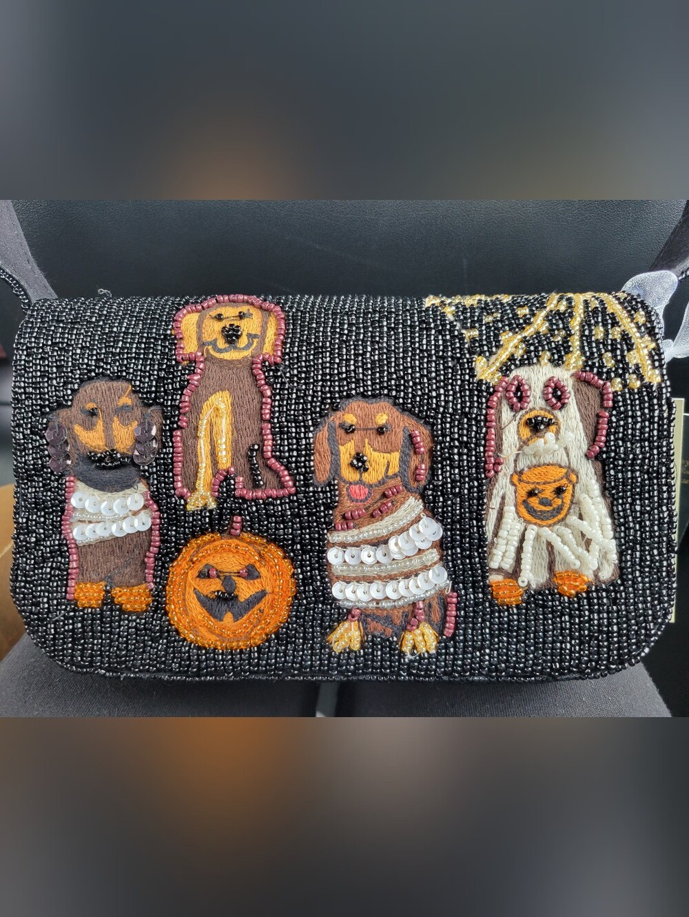 Halloween Beaded Dog Ghost Bag 🎃